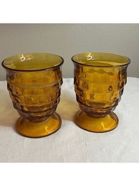 Whitehall GlassAmber Glass Goblets Set of 2